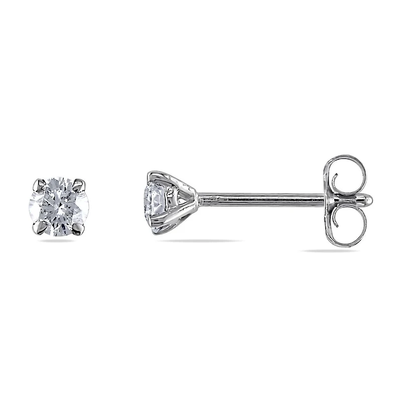 Miabella 0.25 Carat T.W. Diamond 14 K White Gold Solitaire Earrings