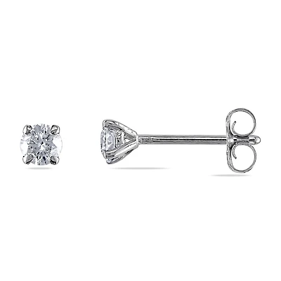 Miabella 0.25 Carat T.W. Diamond 14 K White Gold Solitaire Earrings