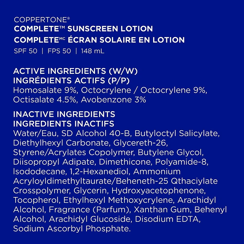 Coppertone Complete SPF 50 Sunscreen Lotion, 148mL