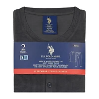 U.S. POLO ASSN. Men's Sleepwear Set Long Sleeve Waffle Henley Lounge Top and Soft Sleep Pajama Pant