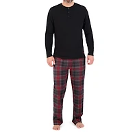 U.S. POLO ASSN. Men's Sleepwear Set Long Sleeve Waffle Henley Lounge Top and Soft Sleep Pajama Pant