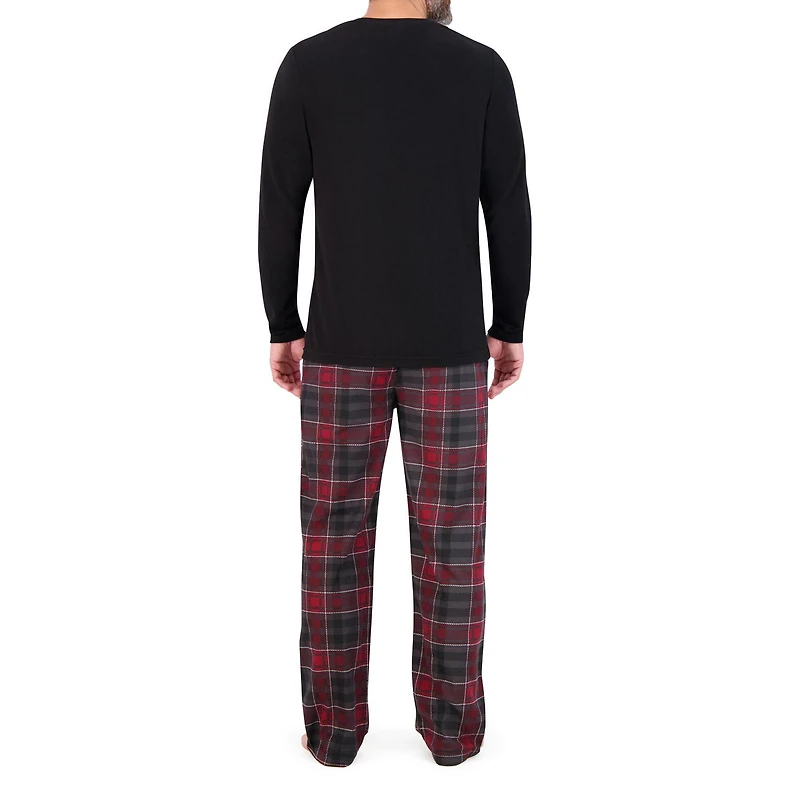U.S. POLO ASSN. Men's Sleepwear Set Long Sleeve Waffle Henley Lounge Top and Soft Sleep Pajama Pant
