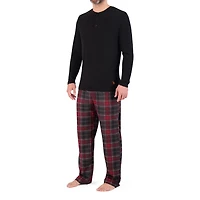 U.S. POLO ASSN. Men's Sleepwear Set Long Sleeve Waffle Henley Lounge Top and Soft Sleep Pajama Pant