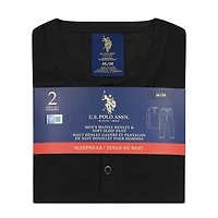 U.S. POLO ASSN. Men's Sleepwear Set Long Sleeve Waffle Henley Lounge Top and Soft Sleep Pajama Pant