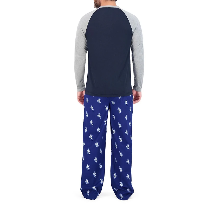 U.S. POLO ASSN. Men's Sleepwear Set Long Sleeve Raglan Top and Soft Sleep Pajama Pant