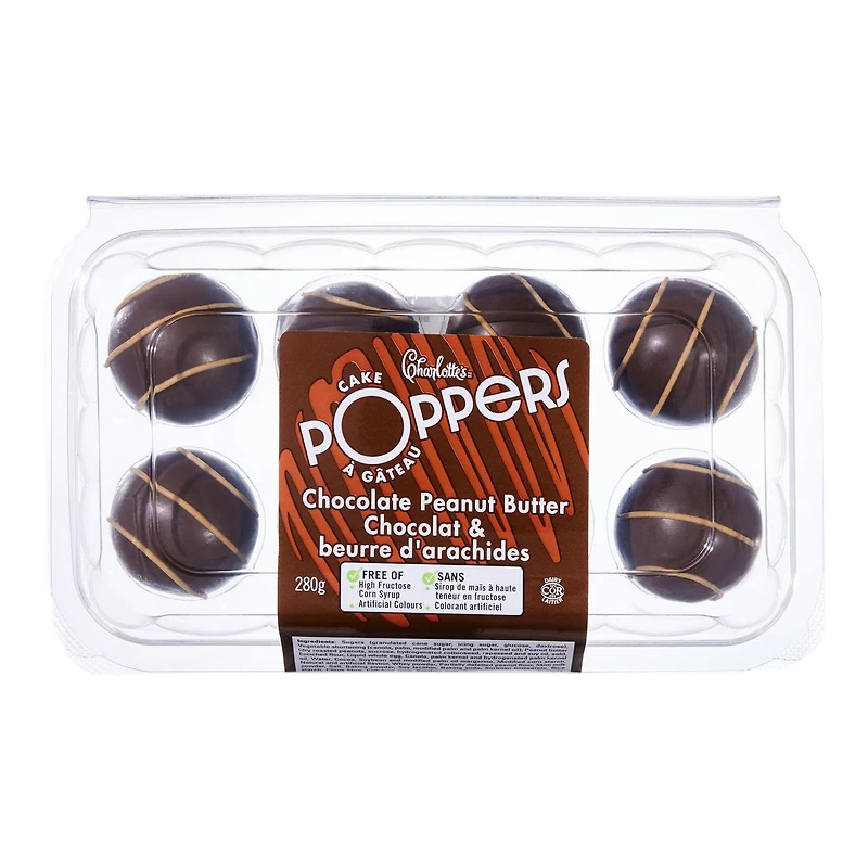 Poppers à gâteau au chocolat et au beurre d’arachides Charlotte’s 8 morceaux, total de 280 g