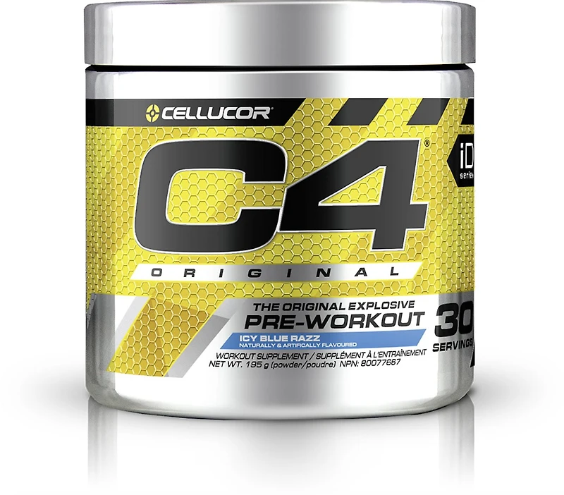 Cellucor C4 Original Pre Workout Powder, Energy Drink Supplement with Creatine, Nitric Oxide & Beta Alanine, Icy Blue Razz, 30 Servings
