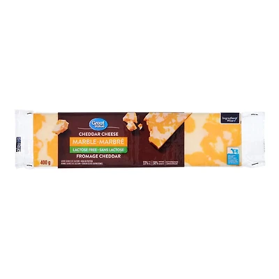 Fromage cheddar marbré sans lactose Great Value 400 g