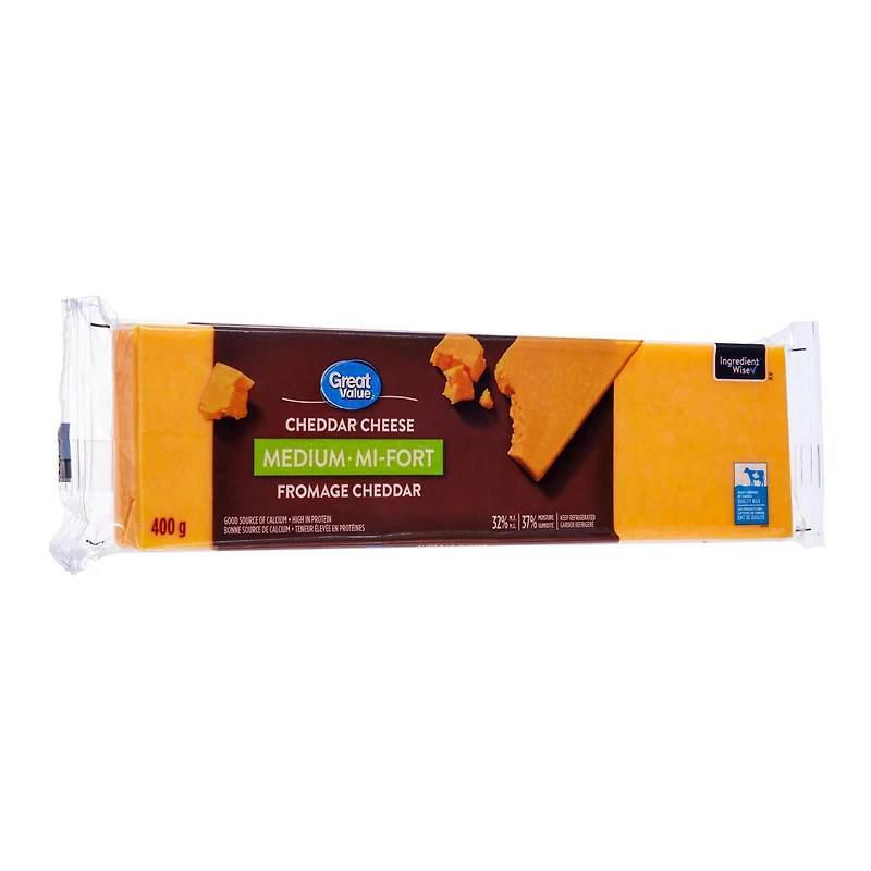 Great Value Medium Cheddar Cheese, 400 g