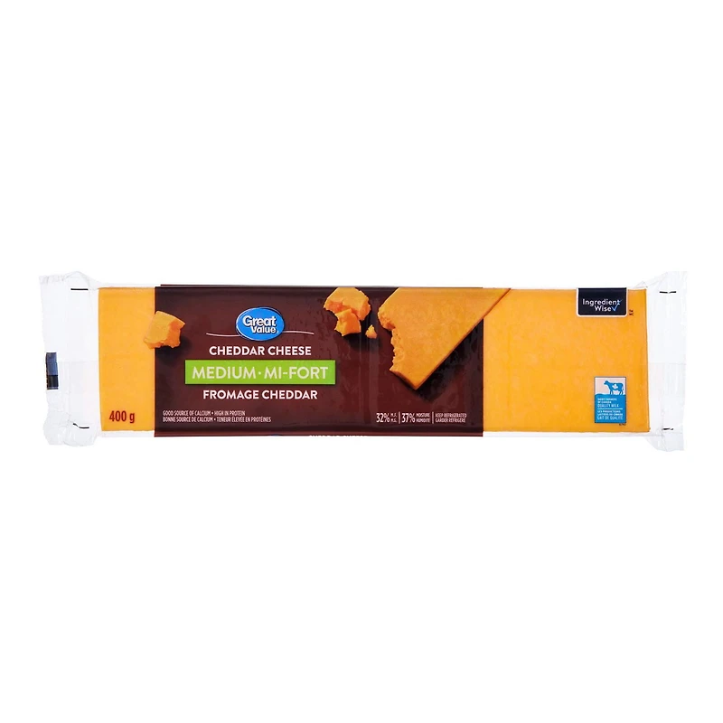 Great Value Medium Cheddar Cheese, 400 g