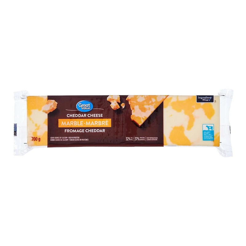 Fromage cheddar marbré Great Value (format économique) 700 g