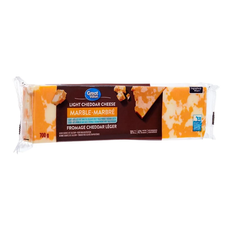 Great Value Light Marble Cheddar Cheese (Value Size), 700 g