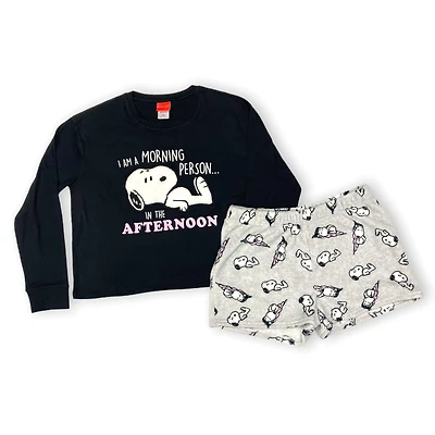 Peanuts Ladies long sleeve tee and short sleep set