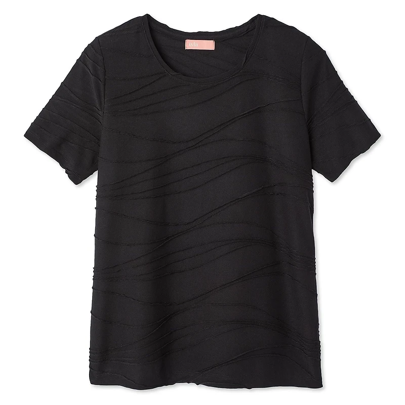 T-shirt à manches courtes avec texture ondulée Iyla pour femmes Tailles P-TG