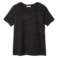 T-shirt à manches courtes avec texture ondulée Iyla pour femmes Tailles P-TG