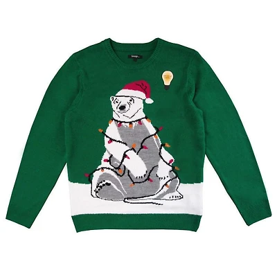 Chandail de Noël lumineux George pour hommes-Ours polaire