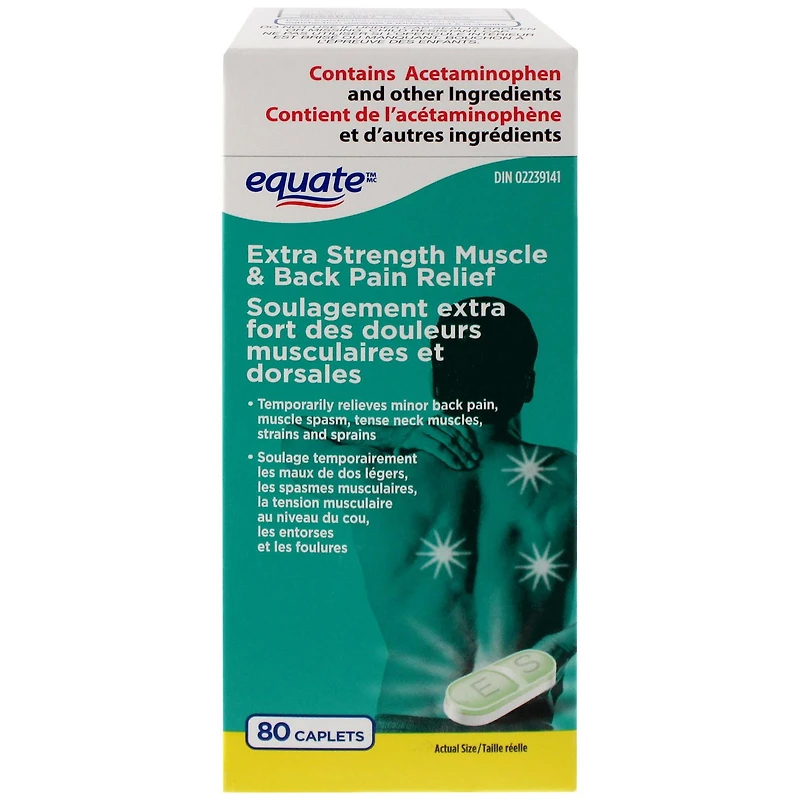 Equate Extra Strength Muscle & Back Pain Relief, 80 Caplets