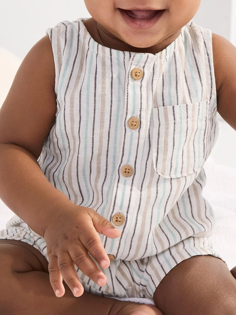 Carter's Child of Mine IB 1pc Romper - Khaki Stripe