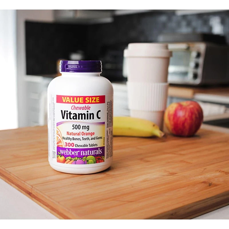 Webber Naturals®, Vitamine C à croquer, Orange naturelle, 500 mg 300 comprimés à croquer