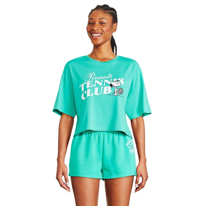 T-shirt écourté Snoopy Peanuts pour femmes