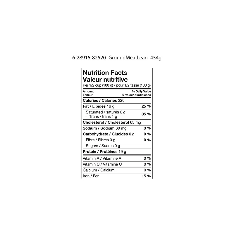 Ground Beef Lean Tube, Your Fresh Market, 454 g (1 lb)