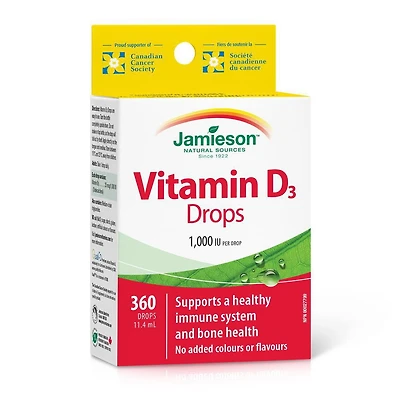 Jamieson Vitamin D3 Drops, 1000 IU, 11.4 mL