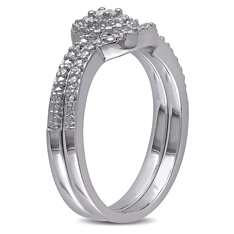 Ensemble nuptial Miabella en forme de boucle avec 0.14 carat de diamant en argent sterling