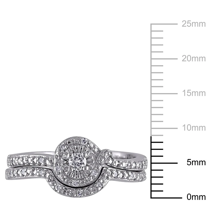 Ensemble nuptial Miabella en forme de boucle avec 0.14 carat de diamant en argent sterling