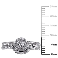 Ensemble nuptial Miabella en forme de boucle avec 0.14 carat de diamant en argent sterling