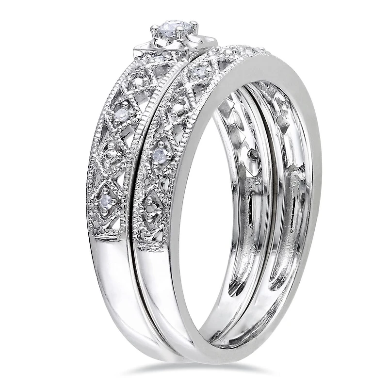Ensemble nuptial Miabella avec 0.10 carat de diamant en argent sterling