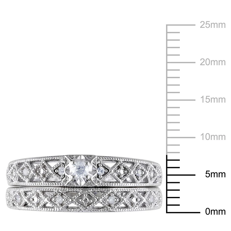 Ensemble nuptial Miabella avec 0.10 carat de diamant en argent sterling