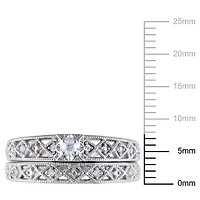 Ensemble nuptial Miabella avec 0.10 carat de diamant en argent sterling