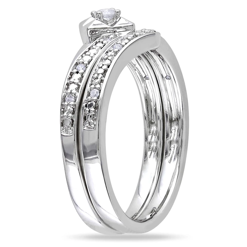 Ensemble nuptial Miabella avec 0.10 carat de diamant en argent sterling