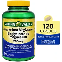 Spring Valley Bisglycinate de Magnésium 200mg 120 Capsules