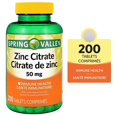 Spring Valley Citrate de zinc 50mg 200 Comprimes