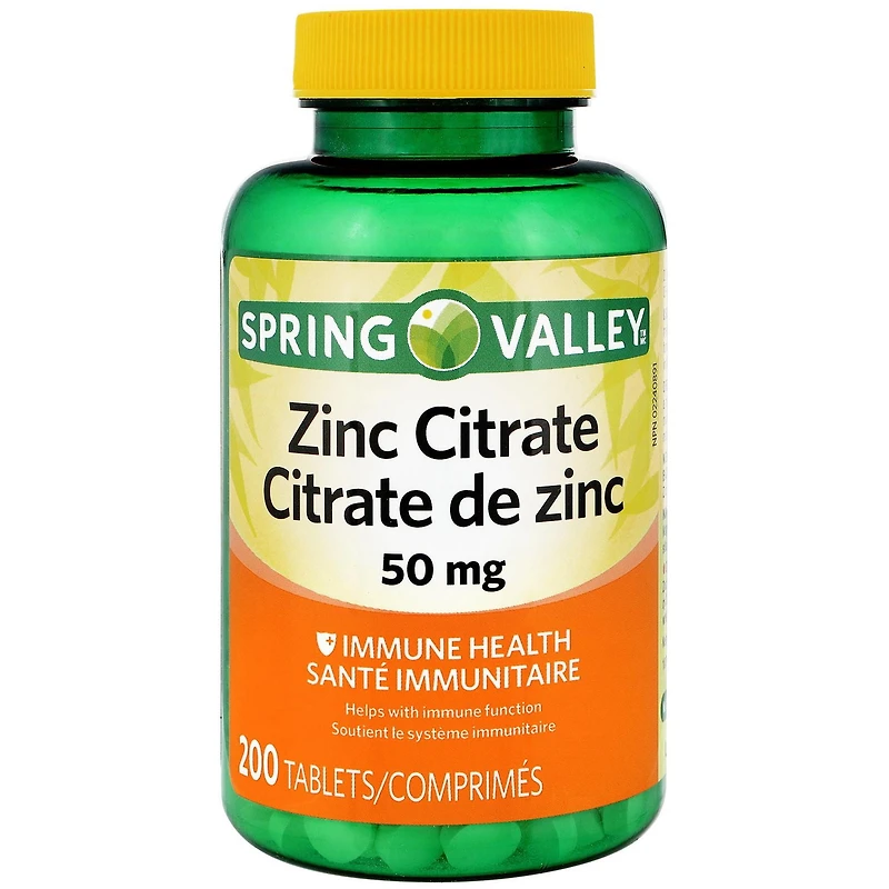 Spring Valley Citrate de zinc 50mg 200 Comprimes