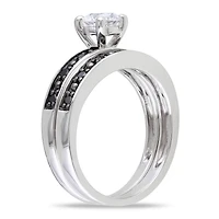 Miabella 0.63 Carat T.G.W. Created White Sapphire and 0.20 Carat T.W. Black Diamond Sterling Silver Bridal Set