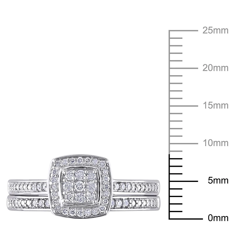 Miabella 0.25 Carat T.W. Diamond Sterling Silver Halo Bridal Set