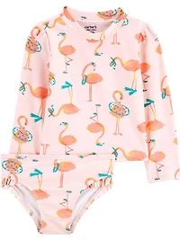 Carter's Child of Mine Toddler Girls' Pink Flamingo 2 Piece Rashguard