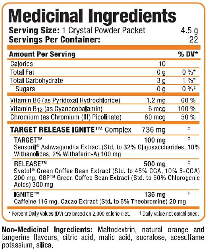 Rapidcuts Femme Poudre de Supplément Orange Brûlante Graisse Fat Burning 22 paquets de cristaux de mandarine orange, 99 g