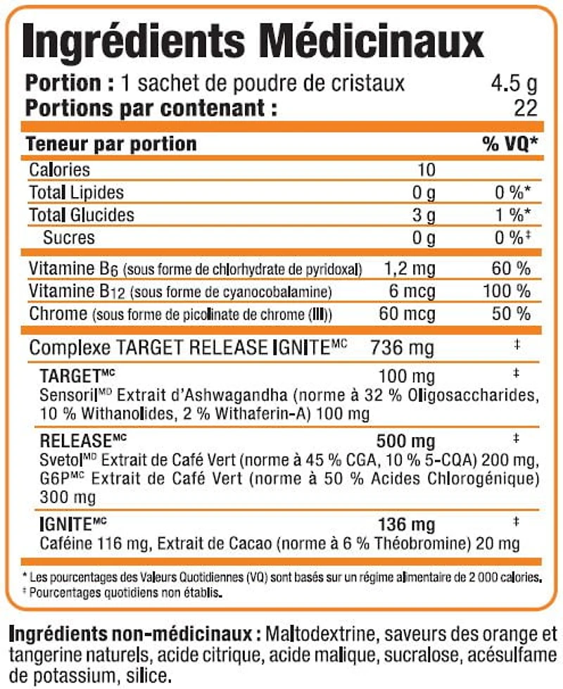 Rapidcuts Femme Poudre de Supplément Orange Brûlante Graisse Fat Burning 22 paquets de cristaux de mandarine orange, 99 g