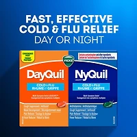 Vicks DayQuil and NyQuil Cold and Flu Symptom Relief, Liquicap Medicine, Multi-Symptom Daytime and Nighttime Relief for Headache, Fever, Sore Throat Pain, Minor Aches and Pains, and Cough, Convenience