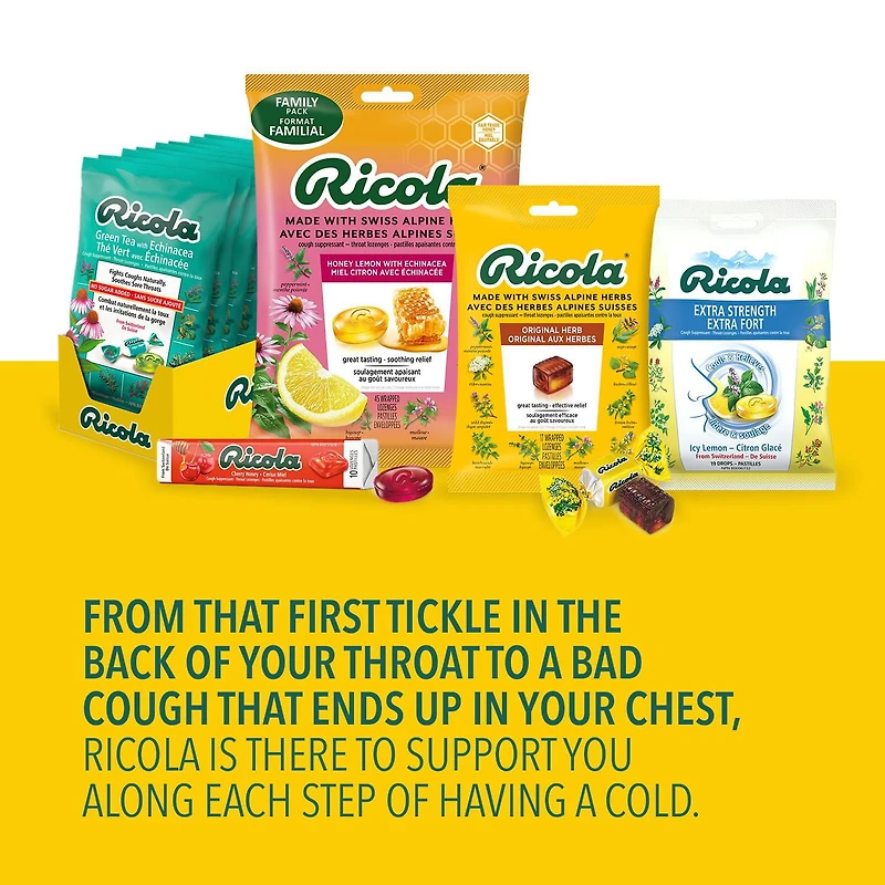 Ricola Honey Lemon Echinacea Cough Drops, 45 Count