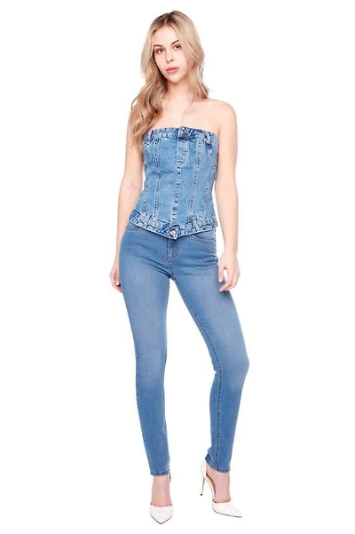 Jeaniologie ™ Jeans skinny taille moyenne pour femmes | Lavage vintage 2 - 16