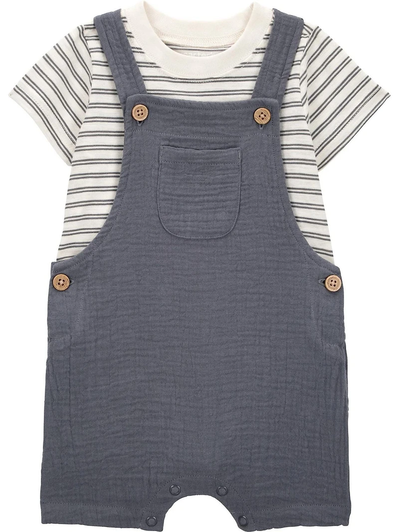 Carter's Child of Mine Baby Boys' Grey Stripe 2 Piece Set