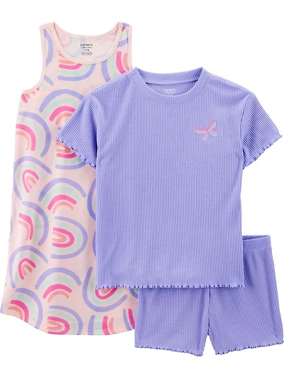 Carter's Child of Mine Kid Girls' Purple Rainbow 3PC PJs