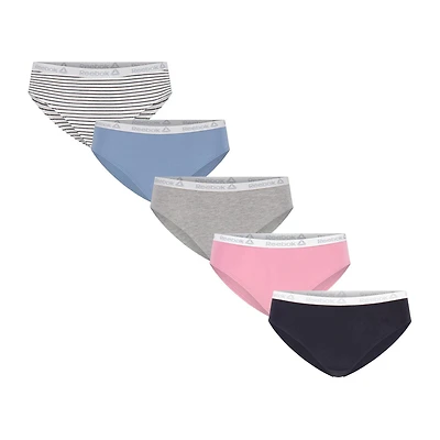 Reebok Girls' 5 Pack Cotton Stretch Hipster, Size S-XL