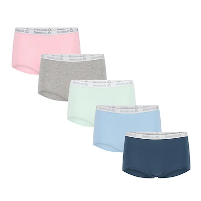 Reebok Girls' 5 Pack Cotton Stretch Boyshort, Size S-XL