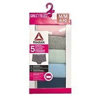 Reebok Girls' 5 Pack Cotton Stretch Boyshort, Size S-XL