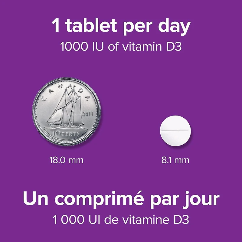 Comprimés vitamine D3 de Webber Naturals de 1000 UI
